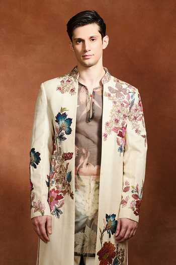 Varun Bahl Floral Embroidered Sherwani 