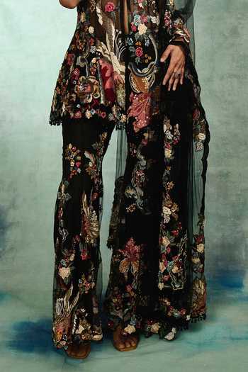 Buy Varun Bahl Black Net Halter Neck Embellished Peplum Top Sharara Set Online at Aza Fashions Buy_Varun Bahl_Black Net Halter Neck Embellished Peplum Top Sharara Set _Online_at_Aza_Fashions