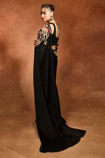Varun Bahl Embroidered Pre-Draped Saree With Blouse 