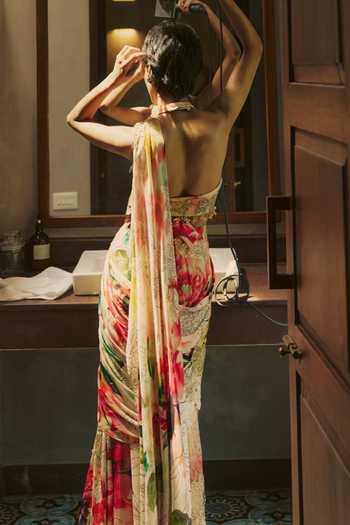Varun Bahl Embellished Pre-Draped Saree & Blouse 