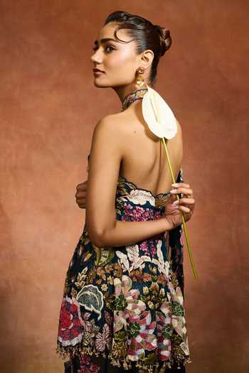 Varun Bahl Floral Patchwork Peplum Top Sharara Set 