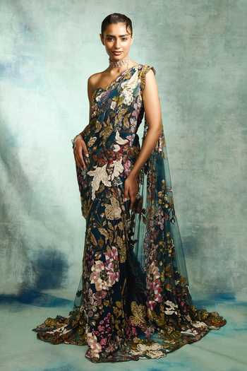 Varun Bahl Ethereal Bloom Pre-Draped Trail Saree With Blouse 
