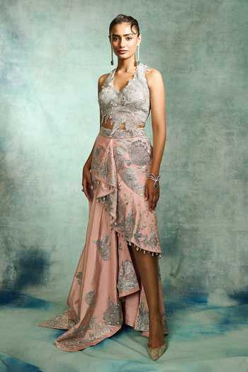 Varun Bahl Celeste Asymmetric Skirt & Blouse Set 