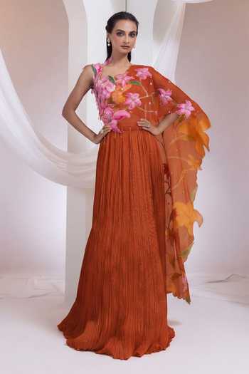 Smriti By Anju Agarwal Sienna Bloom Blouse Lehenga Set 