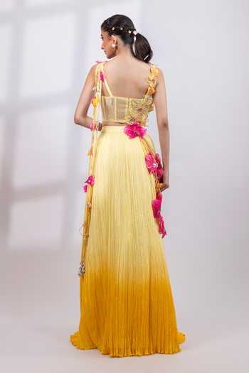 Smriti By Anju Agarwal Petal Cascade Pre-Draped Saree With Blouse 
