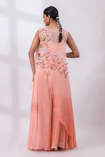 Smriti By Anju Agarwal Blossom Embroidered Jacket Palazzo Set