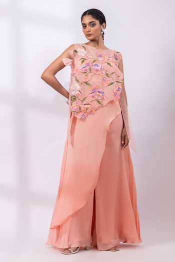 Smriti By Anju Agarwal Blossom Embroidered Jacket Palazzo Set