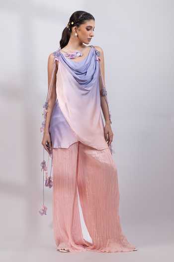 Smriti By Anju Agarwal Petal Ombre Draped Kurta Set 