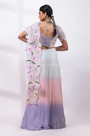 Smriti By Anju Agarwal Opal Reverie Ombre Pre-Draped Saree Set