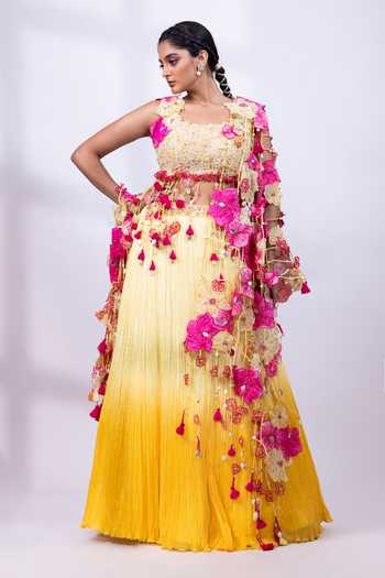 Smriti By Anju Agarwal Nomade Bloom Lehenga Set