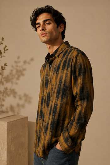 Buy_Mayank Modi - Men_Black Muslin Smoked Honey And Peppercorn Sovereign Shirt _Online_at_Aza_Fashions