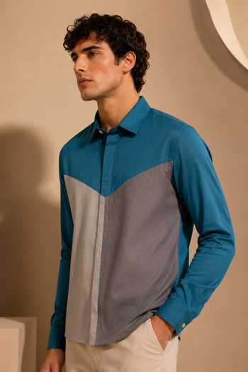 Buy_Mayank Modi - Men_Grey Cotton Atlantic Sea Salt Shirt _Online_at_Aza_Fashions