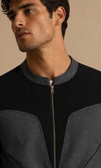 Buy Mayank Modi - Men Black Cotton Sesame And Slate Ganache Bomber Jacket Online at Aza Fashions Buy_Mayank Modi - Men_Black Cotton Sesame And Slate Ganache Bomber Jacket _Online_at_Aza_Fashions