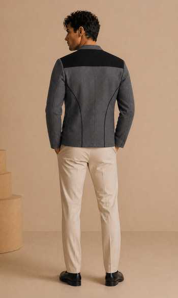 Mayank Modi - Men Black Sesame & Slate Ganache Bomber Jacket
