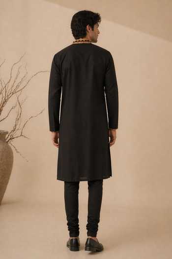 Mayank Modi - Men Burnt Toffee Shadow Float Kurta Set 