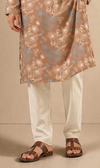 Mayank Modi - Men_Blue Muslin Monochrome Pulse Duo Print Kurta Set _Online_at_Aza_Fashions