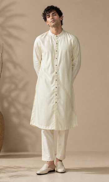 Mayank Modi - Men Sand Luxe Shirt Kurta Set 
