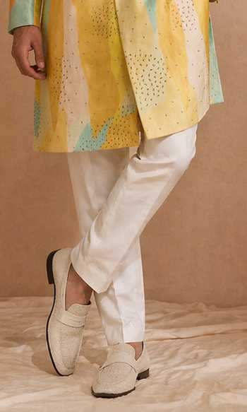Mayank Modi - Men_Blue Muslin Digital Noir Print Sherwani Set _Online_at_Aza_Fashions