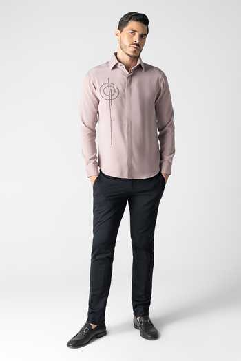 Amit Arora_Pink Polyester Hand Embroidered Shirt _Online_at_Aza_Fashions