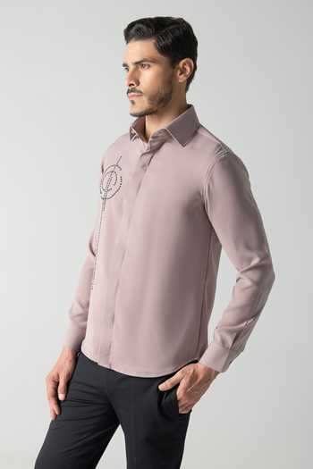 Shop_Amit Arora_Pink Polyester Hand Embroidered Shirt _Online_at_Aza_Fashions