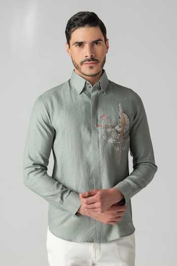 Amit Arora Embroidered Linen Shirt 