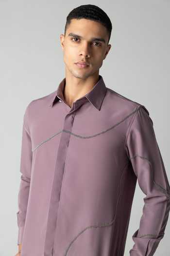 Shop Amit Arora Mauve Polyester Abstract Metallic Shirt Online at Aza Fashions Shop_Amit Arora_Mauve Polyester Abstract Metallic Shirt _Online_at_Aza_Fashions