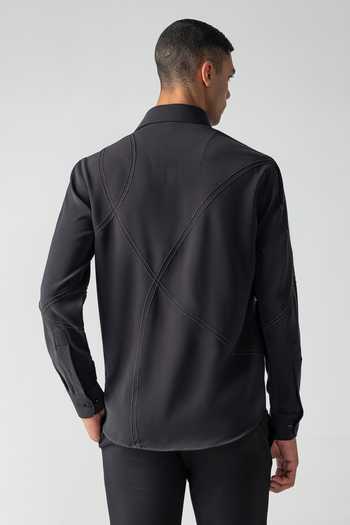 Amit Arora Black Cotton, Acetate Shirt Online at Aza Fashions Amit Arora_Black Cotton, Acetate Shirt _Online_at_Aza_Fashions