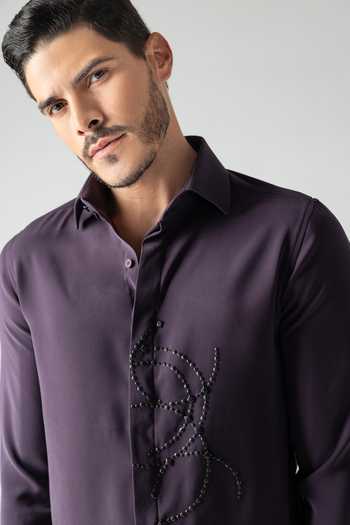 Buy Amit Arora Purple Polyester Abstract Beaded Shirt Online at Aza Fashions Buy_Amit Arora_Purple Polyester Abstract Beaded Shirt _Online_at_Aza_Fashions