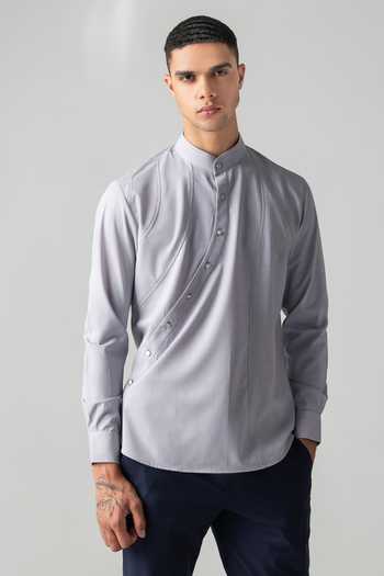 Amit Arora Asymmetrical Button Yoke Shirt 