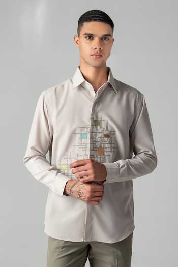 Amit Arora Geometric Embroidered Shirt 