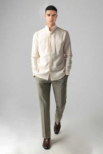 Amit Arora_Peach Linen Full Sleeve Shirt _Online_at_Aza_Fashions