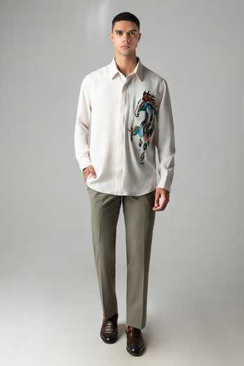 Amit Arora_Ivory Polyester Embroidered Motif Shirt _Online_at_Aza_Fashions