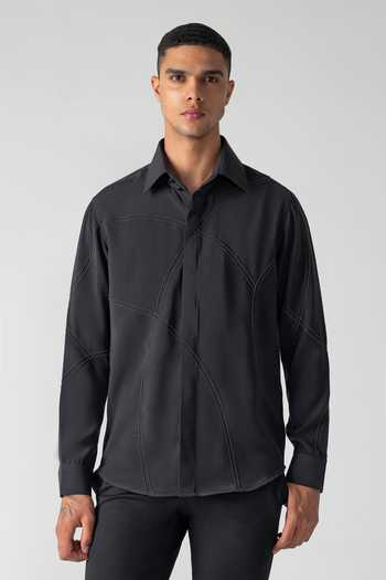 Amit Arora Abstract Metallic Hand Embroidered Shirt 