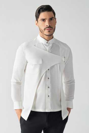 Amit Arora Asymmetrical Overlay Shirt  