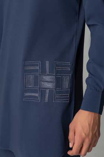 Shop_Amit Arora_Navy Crepe Placed Embroidered Kurta And Palazzo Set _Online_at_Aza_Fashions
