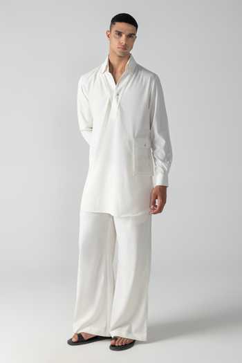Amit Arora Ivory Crepe Plain Kurta And Palazzo Set Online at Aza Fashions Amit Arora_Ivory Crepe Plain Kurta And Palazzo Set _Online_at_Aza_Fashions