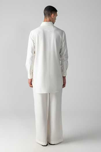 Shop Amit Arora Ivory Crepe Plain Kurta And Palazzo Set at Aza Fashions Shop_Amit Arora_Ivory Crepe Plain Kurta And Palazzo Set _at_Aza_Fashions