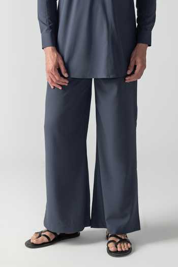 Amit Arora_Grey Crepe Plain Kurta And Palazzo Set _at_Aza_Fashions