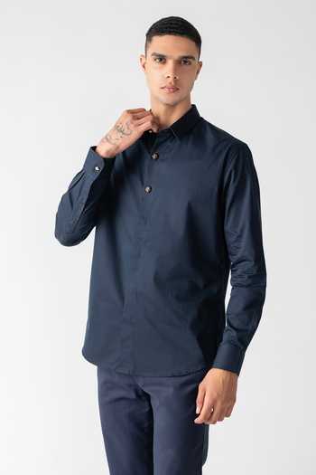 Buy Amit Arora Blue Cotton, Lycra Shirt Online at Aza Fashions Buy_Amit Arora_Blue Cotton, Lycra Shirt _Online_at_Aza_Fashions