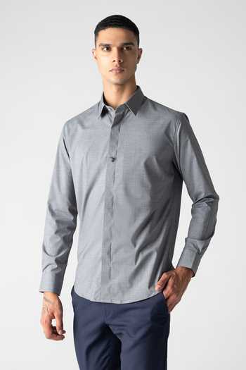 Buy Amit Arora Grey Cotton, Acetate Hidden Button Placket Shirt Online at Aza Fashions Buy_Amit Arora_Grey Cotton, Acetate Hidden Button Placket Shirt _Online_at_Aza_Fashions