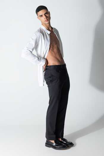 Amit Arora_White Cotton, Acetate Asymmetrical Draped Shirt _Online_at_Aza_Fashions