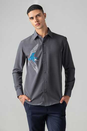 Amit Arora Embroidered Bird Motif Shirt 