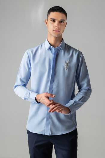 Amit Arora Hand Embroidered Reindeer Motif Shirt 