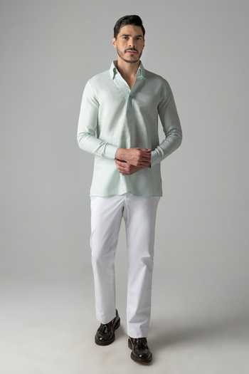 Buy Amit Arora Mint Linen Placket Front Shirt Online at Aza Fashions Buy_Amit Arora_Mint Linen Placket Front Shirt _Online_at_Aza_Fashions