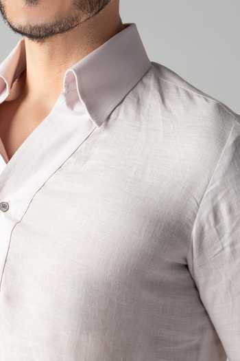 Buy Amit Arora Pink Linen Kurta Placket Shirt Online at Aza Fashions Buy_Amit Arora_Pink Linen Kurta Placket Shirt _Online_at_Aza_Fashions