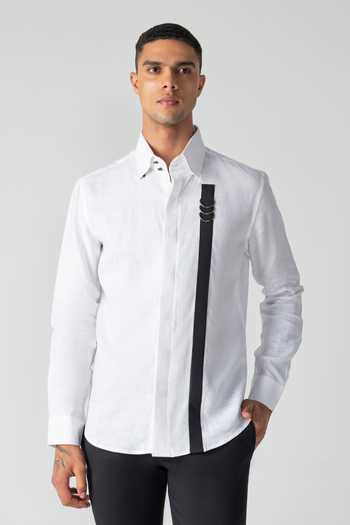 Amit Arora Contrast Strap Linen Shirt  