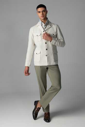 Buy_Amit Arora_Beige Linen Four Patch Pocket Shacket _Online_at_Aza_Fashions
