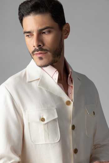Shop Amit Arora Cream Linen Full Sleeve Shacket Online at Aza Fashions Shop_Amit Arora_Cream Linen Full Sleeve Shacket _Online_at_Aza_Fashions