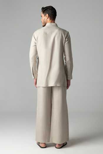 Amit Arora Plain Linen Kurta & Palazzo Set 