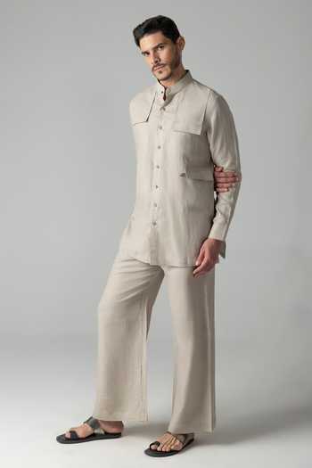Buy Amit Arora Beige Linen Plain Kurta And Palazzo Set Online at Aza Fashions Buy_Amit Arora_Beige Linen Plain Kurta And Palazzo Set _Online_at_Aza_Fashions